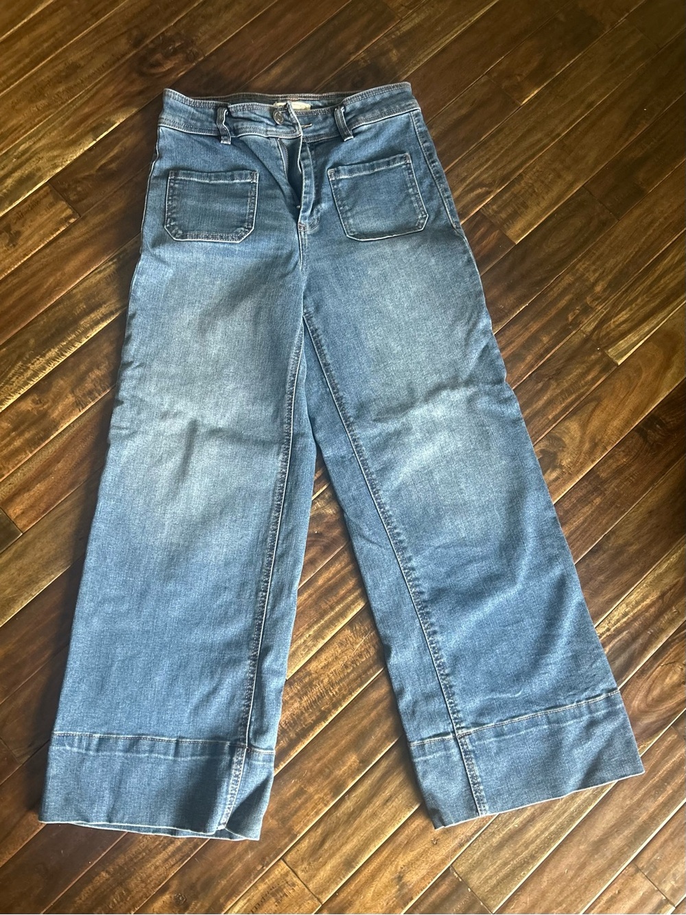 Oat New York Wide-Leg Jeans in Medium Blue Denim